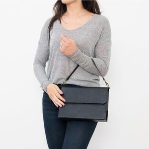 Elegant Genuine Leather Black Women's Handbag Bible Purse